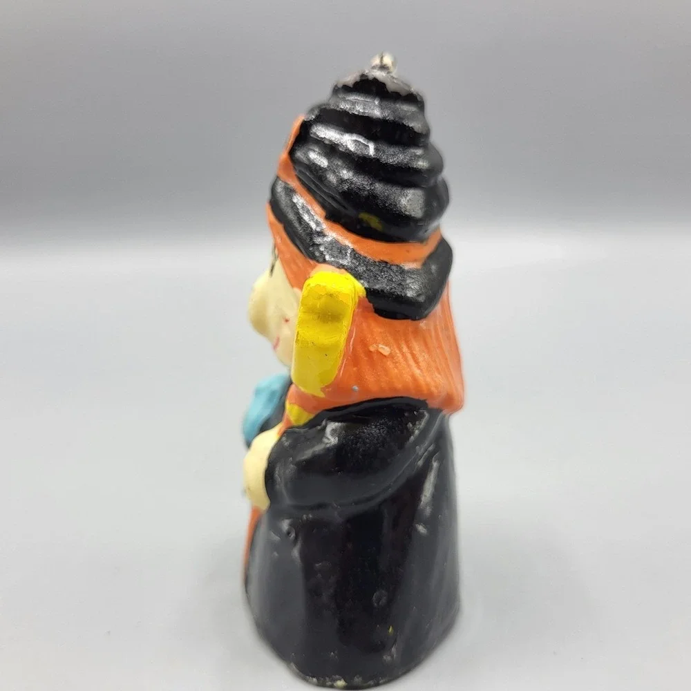 Vintage Halloween Spooky Witch Candle Figurine Small Black Orange 4